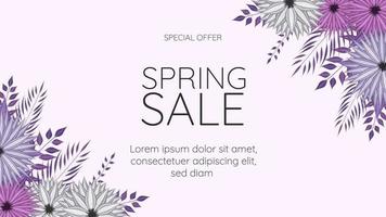 Floral border Spring Sale frame card template for web background vector