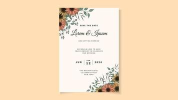Flower marriage wedding invite card flower Save the date RSVP thanks vector