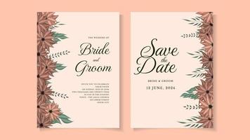 Floral wedding invitation card flower. Save the date, RSVP thank you vector