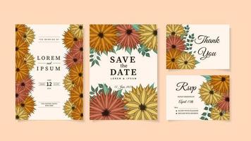 Beautiful flowers Wedding marriage invitation card frame set template vector