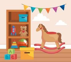 baby toys in the playroom vector