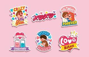 Valentines Day Stickers Set vector