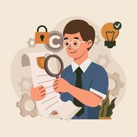 Man Clerk Holding Copyright Paper vector