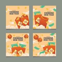 Set of Chinese New Year Social Media With Red Pocket vector