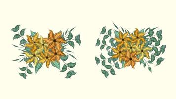 floral branches set. Colorful flowers bouquet for packaging cosmetics vector