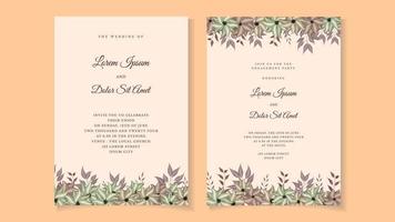 Beautiful flowers Wedding marriage invitation card frame set template vector