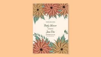 baby shower party invite card floral flower background cute editable vector