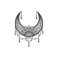 Crescent moon mandala style, moon decoration vector