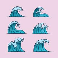 Wave set in japanese style vector