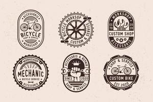 Set of vintage garage bicycles, bicylces part and accessories vector