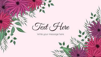 Blooming flower floral background template with place for your text vector