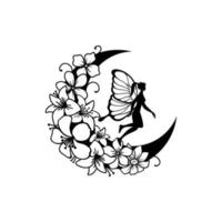 Fairy and crescent moon illustration vector