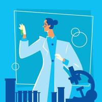 Woman Scientist Character Focused Concept vector