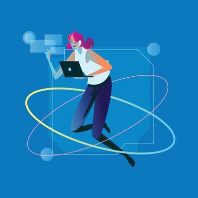 Woman using Modern Technology
