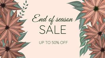 End of season Sale Floral Flowers banner Coupon, flyer, Background vector