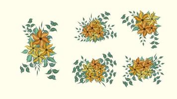 Botanical collection of wild floral arrangements sets garden flowers vector