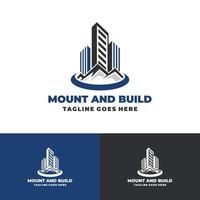 montañas y edificios diseño de logotipo logotipo de plantilla de logotipo de vector de bienes raíces