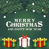 merry christmas and happy new year greeting, banner and background template vector