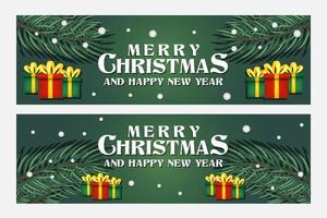 merry christmas and happy new year greeting, banner and background template vector