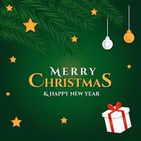 merry christmas and happy new year greeting, banner and background template vector