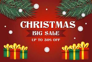 christmas sale banner template with christmas tree background vector