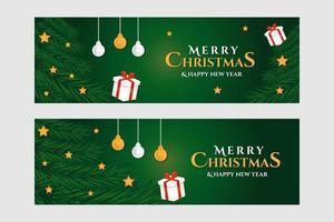 merry christmas and happy new year greeting, banner and background template vector