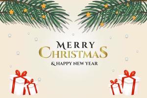 merry christmas and happy new year greeting, banner and background template vector