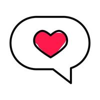 Heart in speech bubble doodle hand drawn icon vector