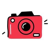 Linear camera icon in the hand drawn style vector