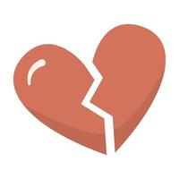 Flat broken heart icon vector
