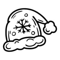 Santa Claus Christmas hat with snowflake linear vector icon