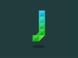 alphabet letter J with perfect combination of bright blue-green colors. Good for print, t-shirt design, logo, etc. Vector illustrations.