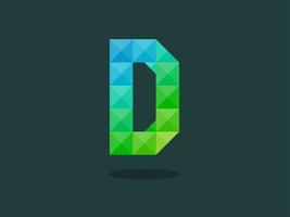 alphabet letter D with perfect combination of bright blue-green colors. Good for print, t-shirt design, logo, etc. Vector illustrations.