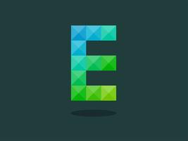 alphabet letter E with perfect combination of bright blue-green colors. Good for print, t-shirt design, logo, etc. Vector illustrations.