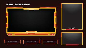 yellow and red screen overlay design with chatbox, panels vector