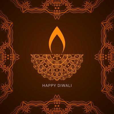 beautiful happy diwali greeting with burning diya for festival of lights