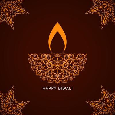 beautiful happy diwali greeting with burning diya for festival of lights