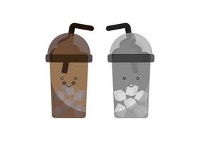 illustration of coffee latte and cold black coffee vector