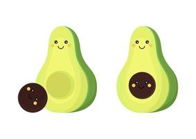 avocado illustration with a cute and adorable face vector