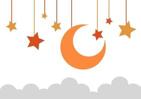 moon and star background with a ramadan theme vector