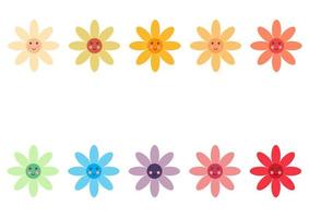 a collection of floral designs with cute and adorable faces vector