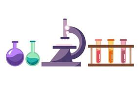 Ilustración de equipo de laboratorio sobre un tema de química. vector