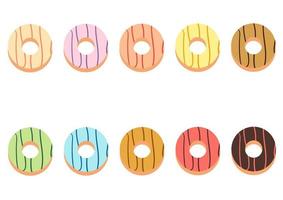 a collection of sweet and delicious donuts on white background vector