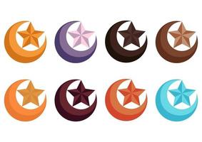 illustration of the moon and stars in different colors vector