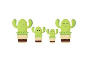 happy cactus family illustration vector