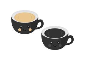 coffee illustration with cute and adorable faces vector