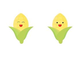 illustration of corn with a cheerful, cute and adorable face vector