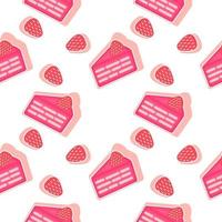 Strawberry cake seamless pattern vector