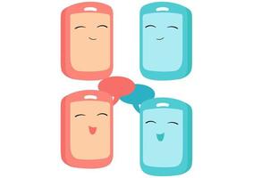 mobile phone illustration with cheerful face vector