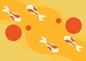 fish background on an orange background vector